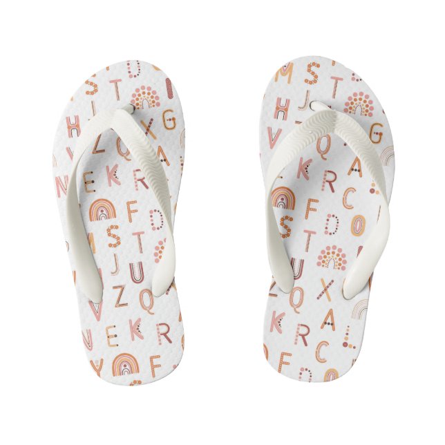 Tongs Enfants Motif Alphabet arc-en-ciel amusant (Semelle)