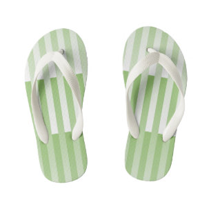 Tongs Enfants Motif blanc vert rayé