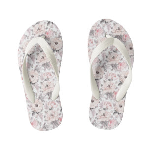 Tongs Enfants Motif classique rose et gris