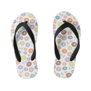Tongs Enfants Motif de fleurs floues Pastels sur fond blanc