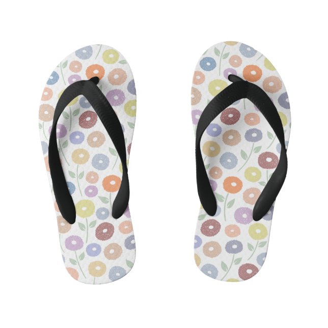Tongs Enfants Motif de fleurs floues Pastels sur fond blanc (Semelle)