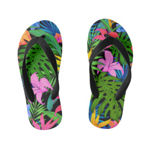 Tongs Enfants Motif de fleurs tropicales hawaïennes