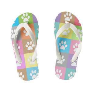 Tongs Enfants Motif empreinte de patte coloré