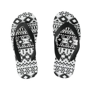 Tongs Enfants Motif géométrique Aztec noir et blanc