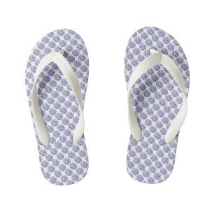 Tongs Enfants Motif indigo bleu foncé rayé sur blanc