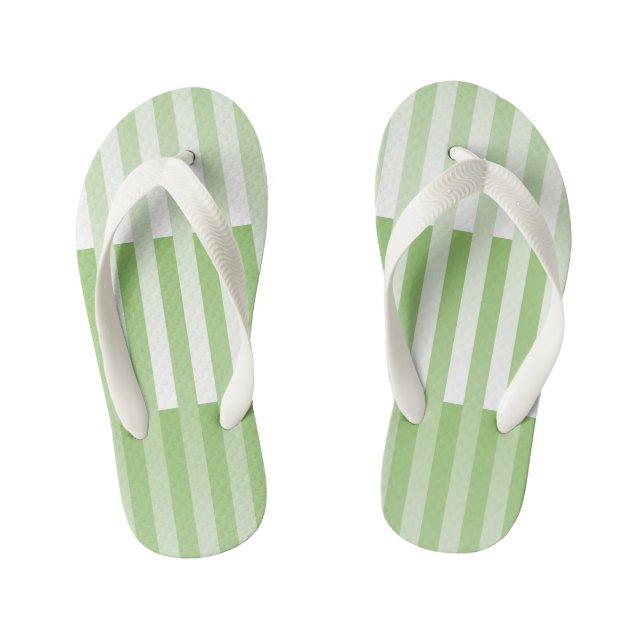 Tongs Enfants Motif rayé vert blanc (Semelle)