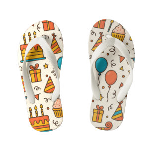 Tongs Enfants Motif sans couture de fête d'anniversaire vibrant