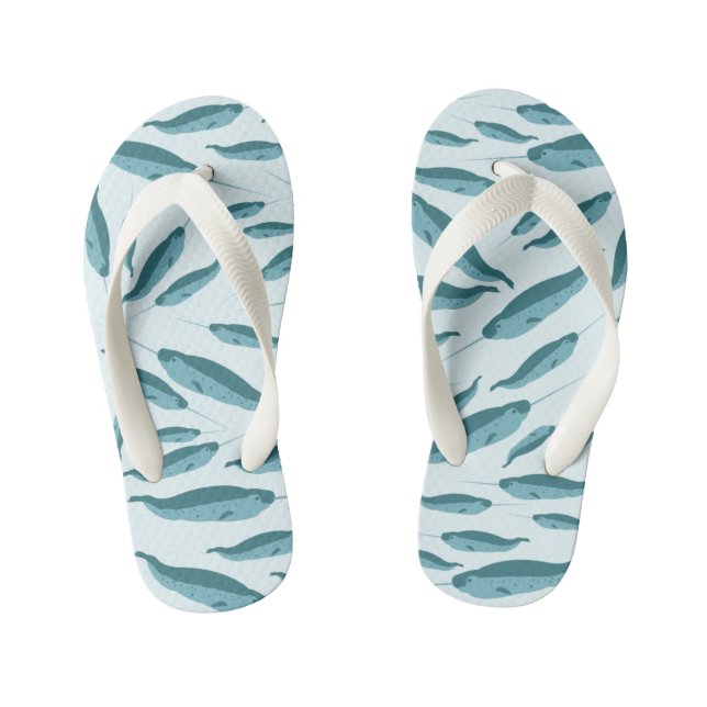 Tongs Enfants Narwhal dans le Motif de l'océan bleu (Semelle)