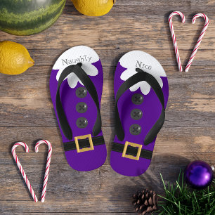 Tongs Enfants Noël en juillet Purple Naughty ou Nice Festif