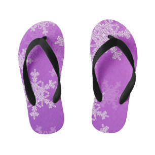 Tongs Enfants Noel minimaliste violet blanc Snowllakes