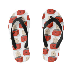 Tongs Enfants Pain grillé mignon kawaii et dessin animé de grill