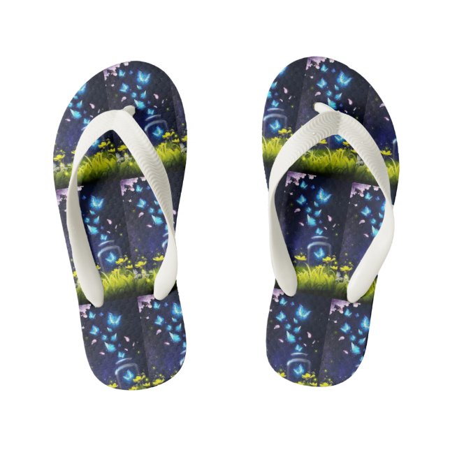 Tongs Enfants Pair of Blue Butterflies Flip Flops (Semelle)