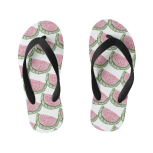 Tongs Enfants Pastel à l'aquarelle Pastèque Doodles Motif peint 