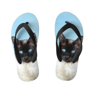 Tongs Enfants Peinture de chat siamois - Art original de chat mi