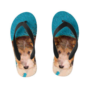 Tongs Enfants Peinture de chiot Terrier Fox - Art de chien origi