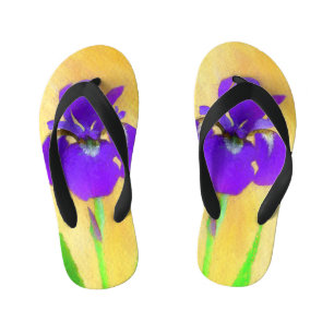 Tongs Enfants Peinture Iris à pois pourpre - Chien original mign