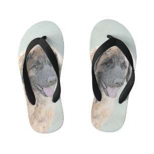 Tongs Enfants Peinture Leonberger - Joli art original chien