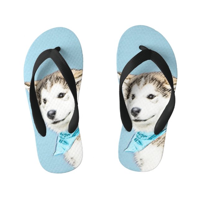 Tongs Enfants Peinture Sibérienne Husky Puppy - Art Chien origin (Semelle)