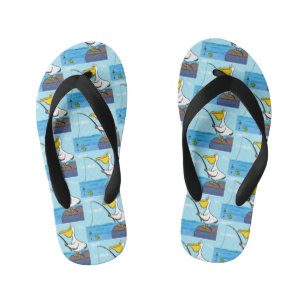 Tongs Enfants Pélican de dessin animé drôle de pêche