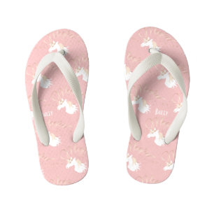 Tongs Enfants Personnalisé rose moderne magique Unicorn fille