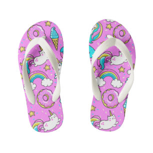 Tongs Enfants Pink Kitschy glittery drôle de licorne et de chat