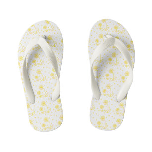 Tongs Enfants Pois et pois 2 - Citron jaune et blanc