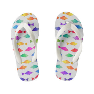 Tongs Enfants Poisson arc-en-ciel dans l'océan motif coloré mign