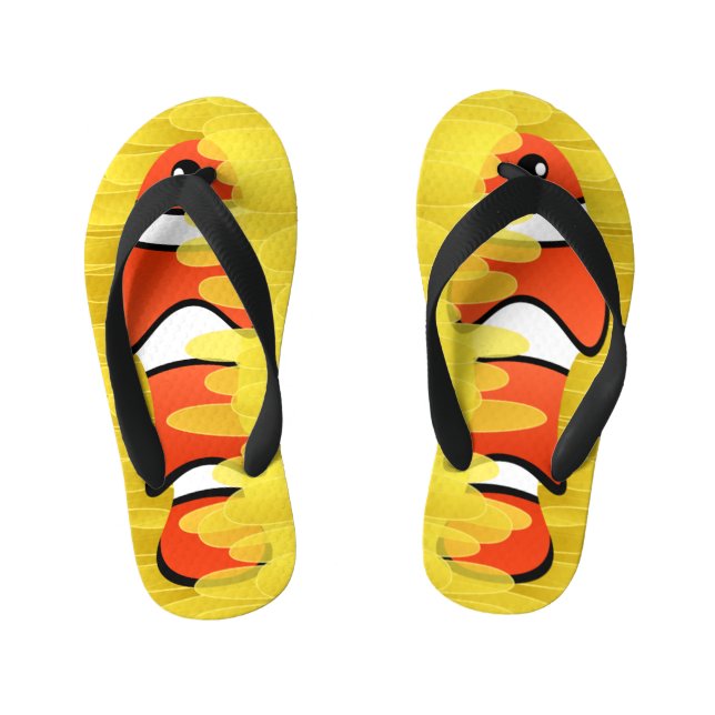 Tongs Enfants Poisson clown et belle anémone de mer Jaune (Semelle)