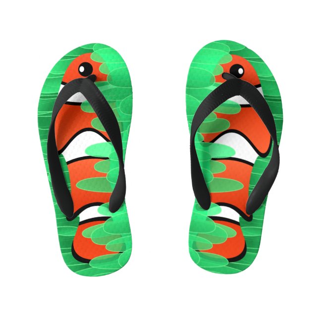 Tongs Enfants Poisson clown et belle anémone de mer verte (Semelle)