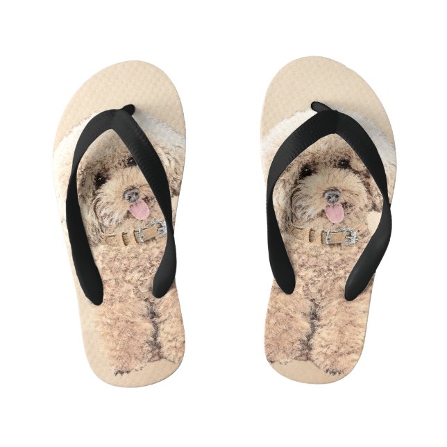 Tongs Enfants Poodle Miniature Toy Apricot Crème Chien Brown Art (Semelle)