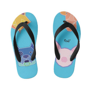 Tongs Enfants ...porc et vache à chien renard