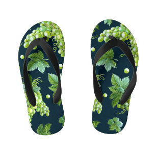 Tongs Enfants Raisin vert : Aquarelle Motif foncé