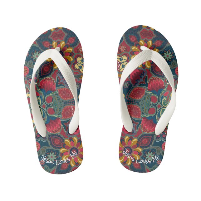 Tongs Enfants Retro Paisley Design Jesus Me Love (Semelle)