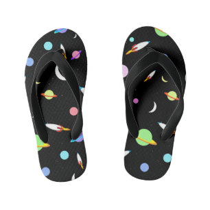 Tongs Enfants Roquettes colorées Planètes Lunes Étoiles Espac