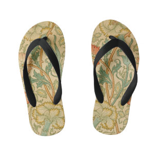 Tongs Enfants Rose et Rose par William Morris Floral Vintage