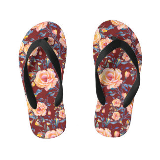 Tongs Enfants Roses, sans soudure, motif arrière - plan rouge