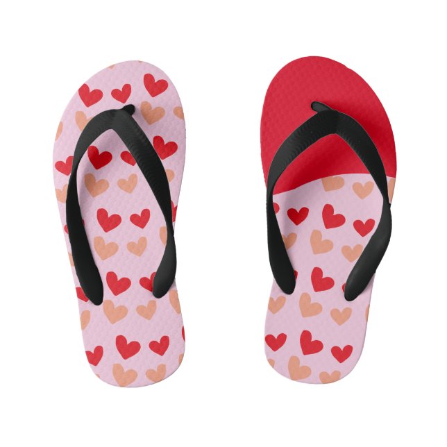 Tongs Enfants sandales de mini-coeurs rose rouge (Semelle)