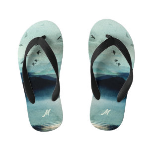 Tongs Enfants Scène de montagne aquarelle de nature calme avec m