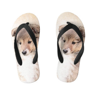 Tongs Enfants Shetland Sheepdog Puppy Peinture Chien original ar