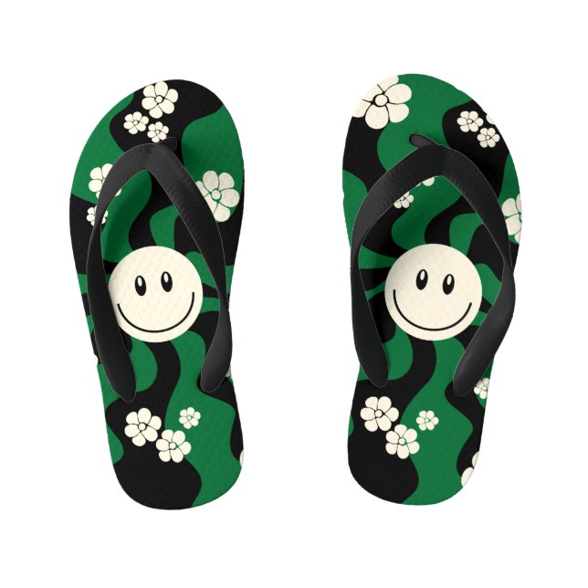 Tongs Enfants Smile - Vert, Crème et Noir (Semelle)