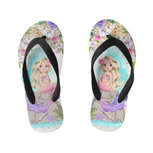 Tongs Enfants Sous la sirène rose et pourpre de la mer (Blonde)
