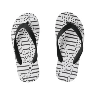 Tongs Enfants Spots et bandes 2 en noir et blanc