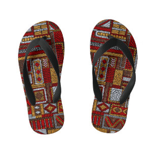 Tongs Enfants Style Patchwork Impression ethnique brodée
