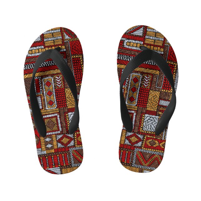 Tongs Enfants Style Patchwork Impression ethnique brodée (Semelle)