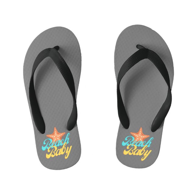 Tongs Enfants Summery Beach Baby Word Art Toddler Flip Flops (Semelle)