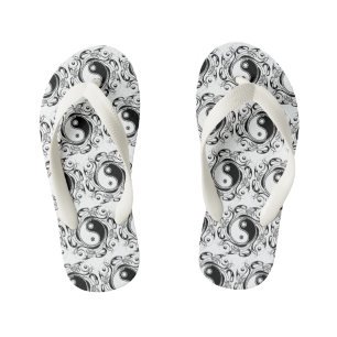 Tongs Enfants Symbole Yin & Yang Tatouage Noir et Blanc