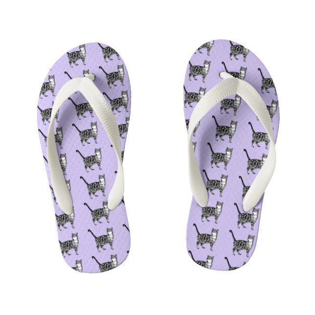 Tongs Enfants Tabby Chat Plage Violet Flip Flops Thongs (Semelle)