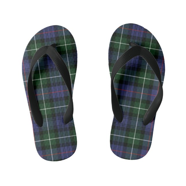 Tongs Enfants Tartan MacKenzie Violet Vert Carreaux (Semelle)