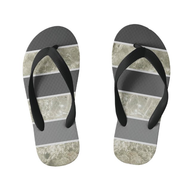 Tongs Enfants Texture Marbre blanc Et Couleur Pastel Noir Person (Semelle)