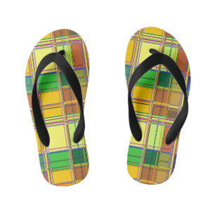 Tongs Enfants Tissu coloré des Caraïbes Madras Tartan